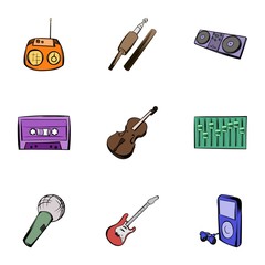 Instruments icons set, cartoon style