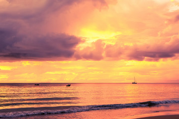 Beautiful sunset at Seychelles beach