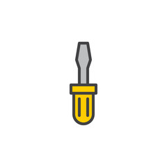 Screwdriver filled outline icon, line vector sign, linear style pictogram isolated on white. Symbol, logo illustration. Editable stroke. Pixel perfect