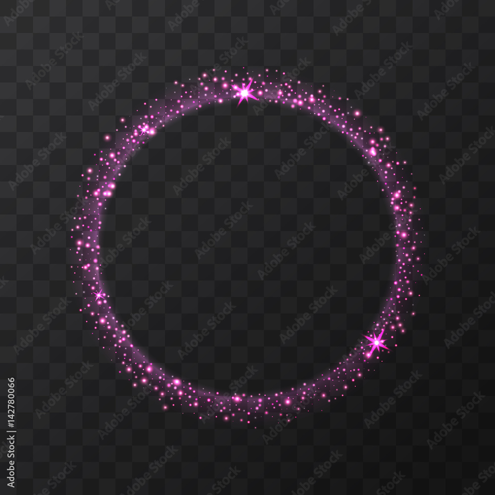 Poster abstract light purple vector circle on transparent background. round shining glitter circular light 