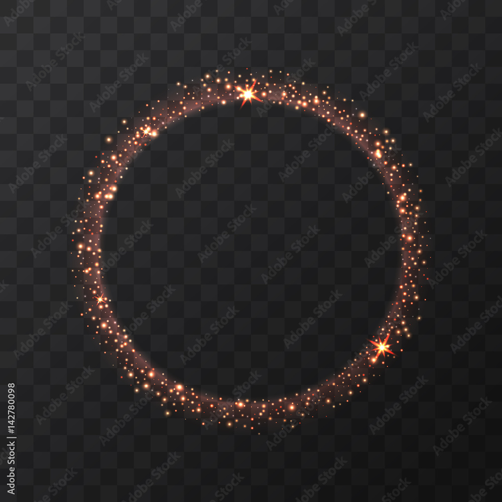 Poster abstract light bronze vector circle on transparent background. round shining glitter circular light 