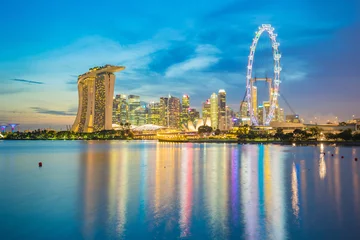 Foto auf Acrylglas Singapore city skyline and view of Marina Bay at night in Singap © orpheus26
