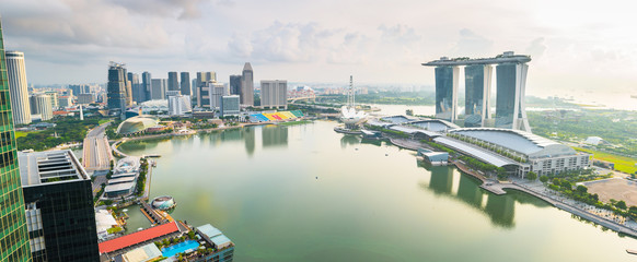 Panorama view of Singapore City skyline in Singapore