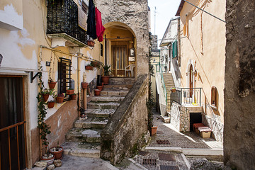 Popoli historical downtown in a sunny day