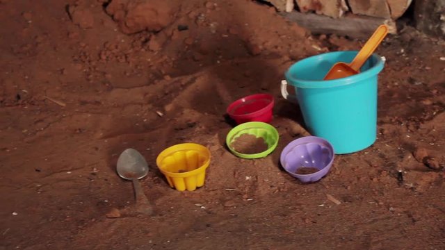 Sandbox and toys