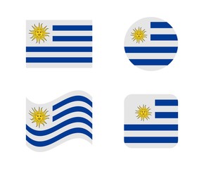 set 4 flags of uruguay