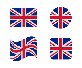 set 4 flags of united kingdom