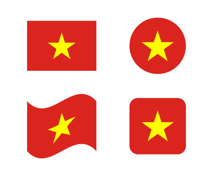 set 4 flags of vietnam