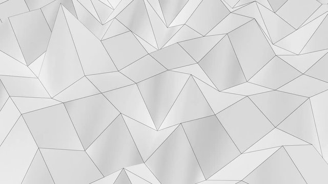 Abstract White Fractal Geometric, Polygonal or Lowpoly Style Background made From a Triangular