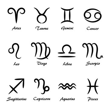 Contour zodiac signs set, isolated vector