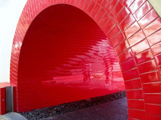 Walkway red tunnel in San Antonio, Texas, USA