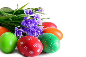 Easter eggs with flowers postcard