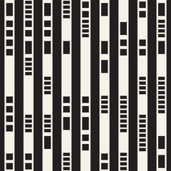 Black and White Irregular Dashed Lines Pattern. Abstract Vector Seamless Background