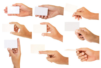 set of hand holding paper
