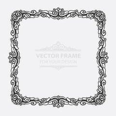 Vintage vector set retro frame, cards. Floral royal engraving design labels advertising place for text. Flourishes Line calligraphic background.