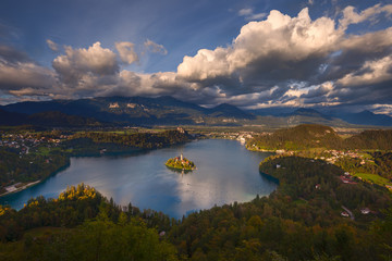 Idyllic view on lake Bled from above