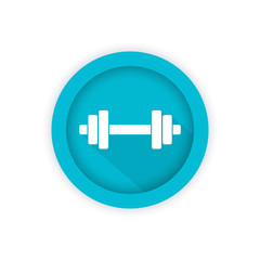 barbell icon, round vector pictogram