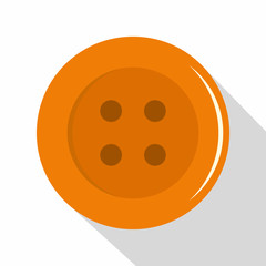 Orange sewing button icon, flat style