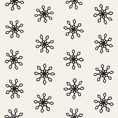 Vector seamless pattern. Abstract background with floral brush strokes. Monochrome hand drawn texture