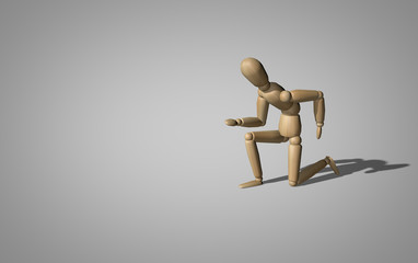 wooden dummy in the start position