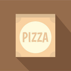 Cardboard box with pizza icon, flat style