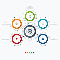Infographics template 5 options with circle