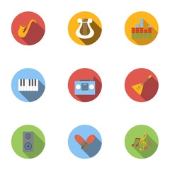 Device for music icons set, flat style