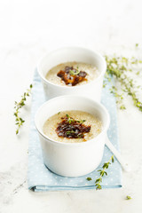 Chilled melon soup with fried ham