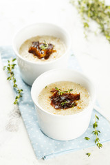 Chilled melon soup with fried ham