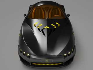 Design of the city car concept in a futuristic style. 3D illustration.