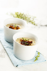 Chilled melon soup with fried ham