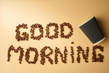 coffe background with mug good morning