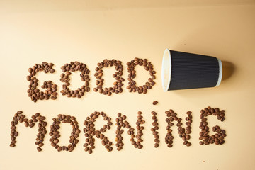 coffe background with mug good morning