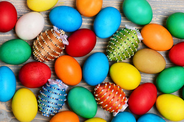 Fototapeta na wymiar set with colorful eggs . Happy Easter concept
