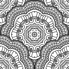 Vector Seamless Monochrome Pattern. Printable Coloring. Hand Drawn Decorative Scales