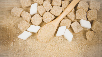 Cubes of sugar - brown sugar cane.