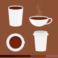 Set of coffee cup with cap isolated on brown background