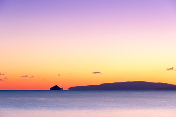 Sunsen in winter on the sea in Tuscany with 