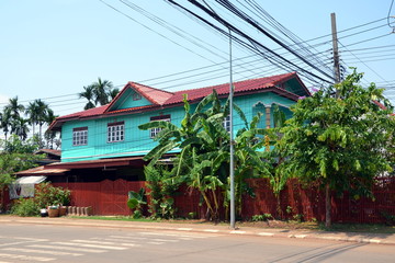 Cityscape of Pakse city in Laos. Pakse is the capital and most populous city in the southern province of Champasak