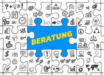Beratung / Puzzle mit Symbole