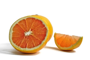 Closeup of grapefruits on a white background