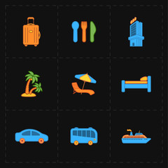 nine flat travel company icons 