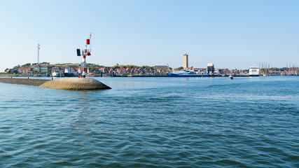 Harbor and Brandaris lighthouse on Terschelling, Netherlands
