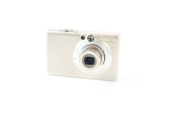 Digital compact photo camera isolated on white.