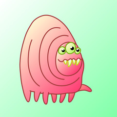 Toothy cartoon monster centipede. Vector illustration.