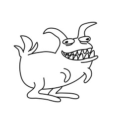 Predatory toothy rabbit. Vector illustration.