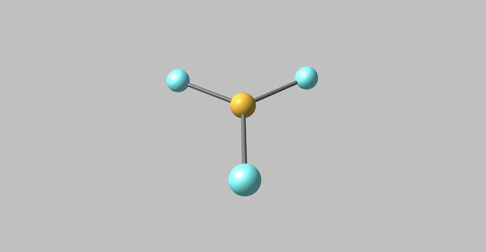 Boron trifluoride molecular structure isolated on grey