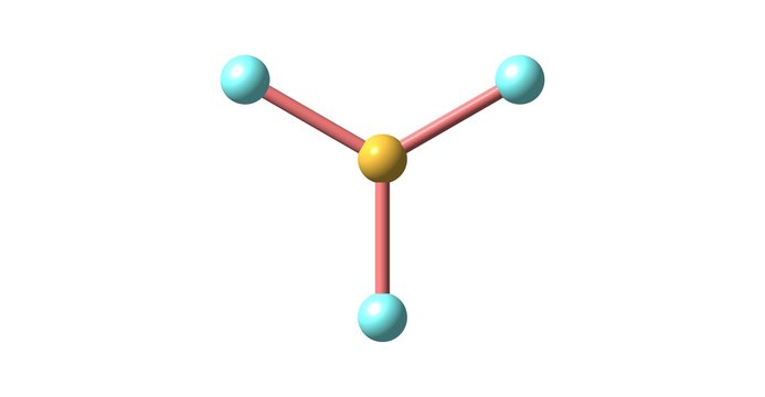 Boron trifluoride molecular structure isolated on white