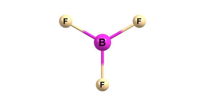 Boron trifluoride molecular structure isolated on white