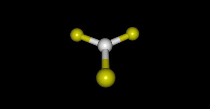 Boron trifluoride molecular structure isolated on black